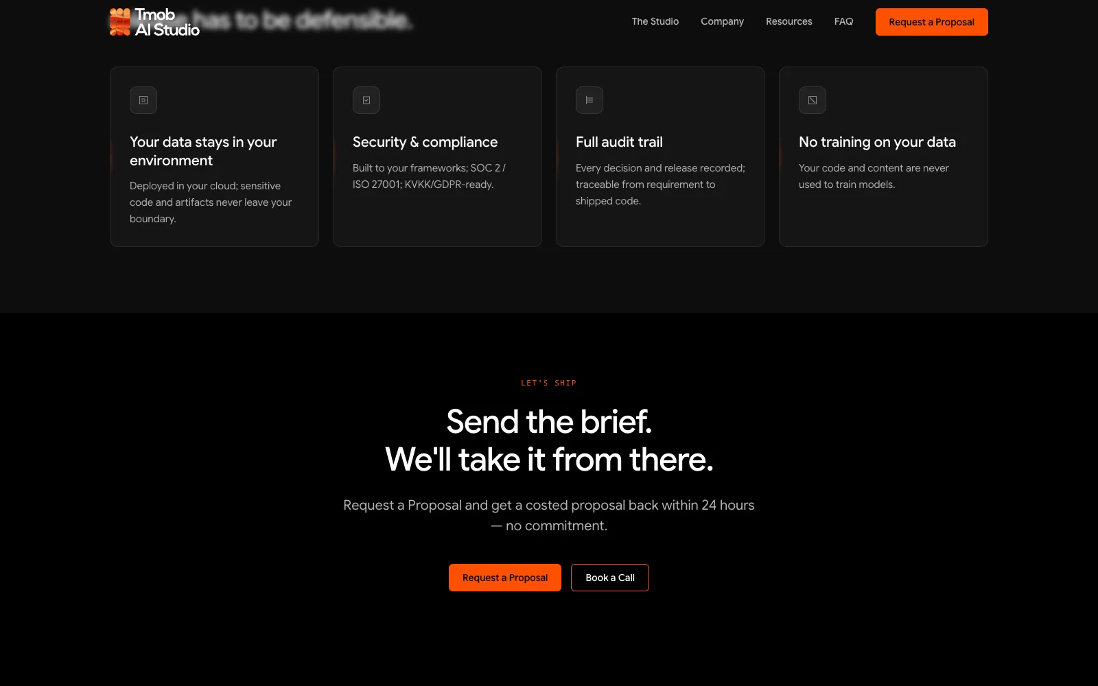 The close: a costed proposal back within 24 hours